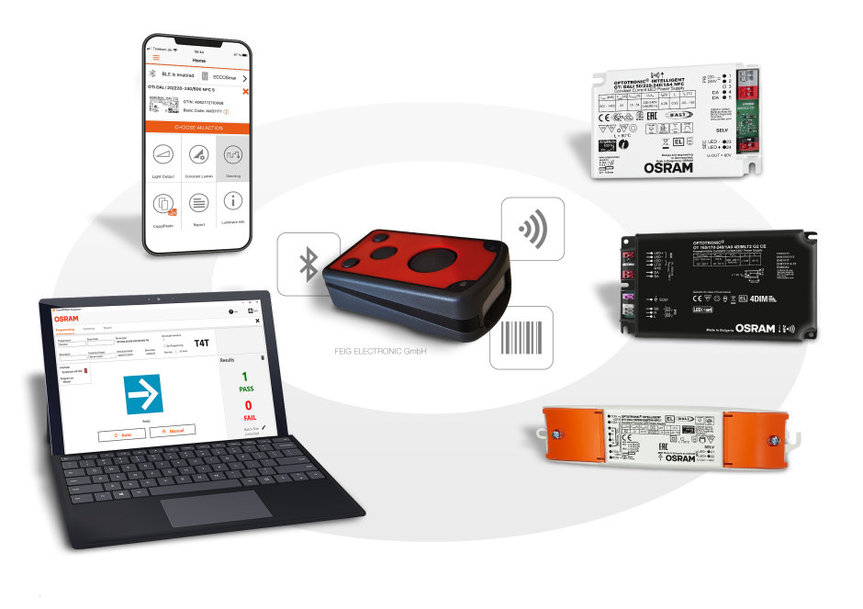 Combined with NFC readers ID ECCO Smart from FEIG ELECTRONIC, OSRAM’s Tuner4TRONIC software makes it really easy to set luminaire parameters